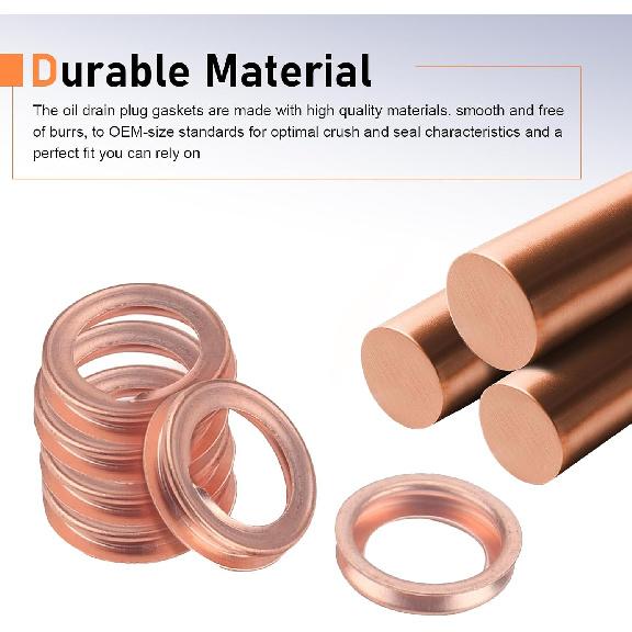 30PCS 12mm Crush Washer, Copper Crush Washer Oil Drain Plug Gasket, Compatible with 1982-2022 Nissan Infiniti Rogue Sentra Xterra Altima Frontier