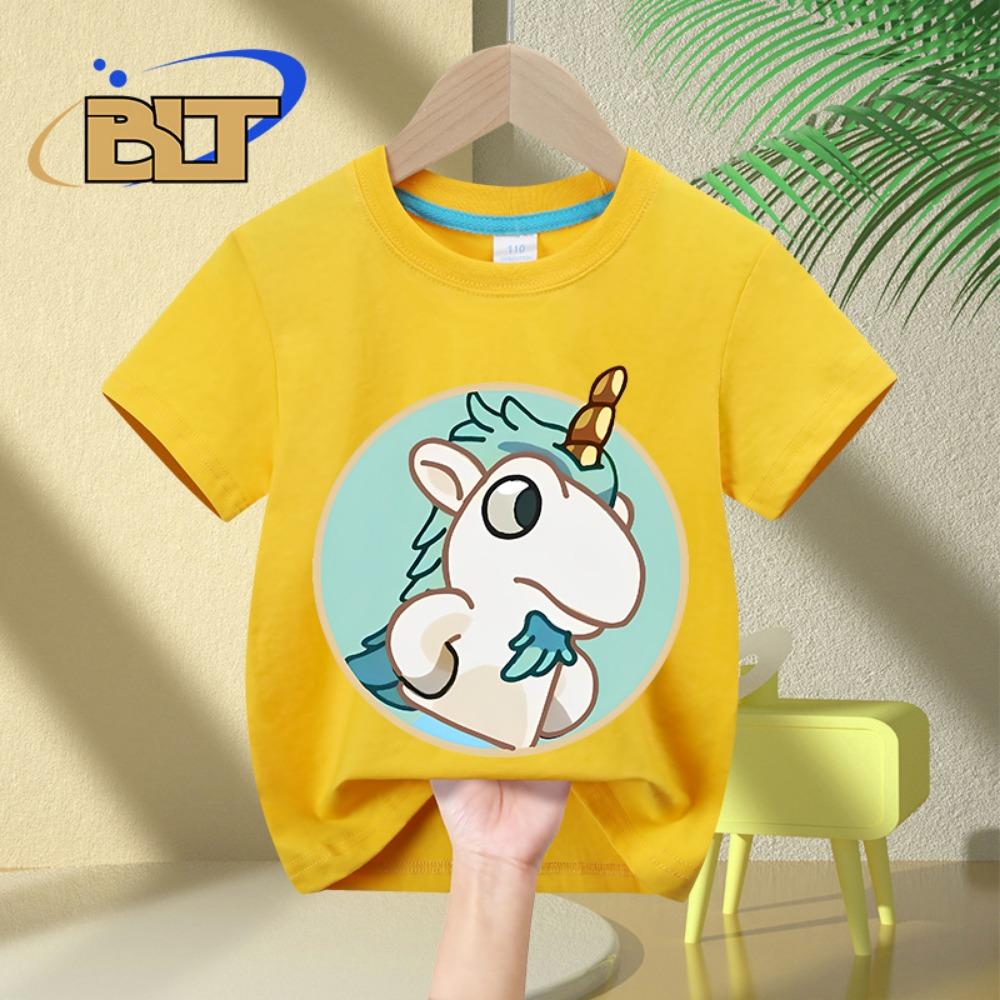 

Cute unicorse hole cartoon print kids T-shirt summer children s short sleeve casual tops for boys and girls 100