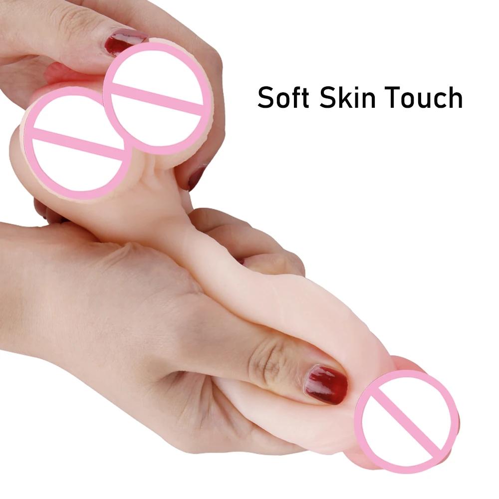 Realistic Big Penis Soft Dildo Huge Dick Erotic Phallus Reusable Penis Enlargers Pussy Cup Dildos Three Uses Sex Toys Unisex