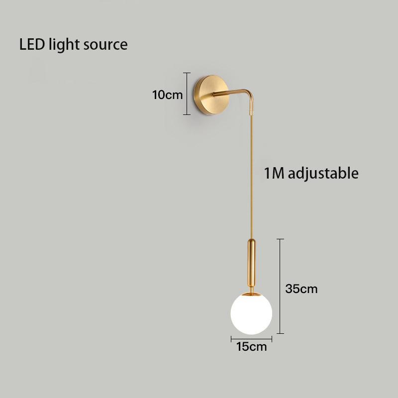 Nordic LED Glass Wall Lamp Bedroom Bedside Light Living Room Decorative Lamp Modern Hotel Lamp Creative Luxury Wall Light Gold