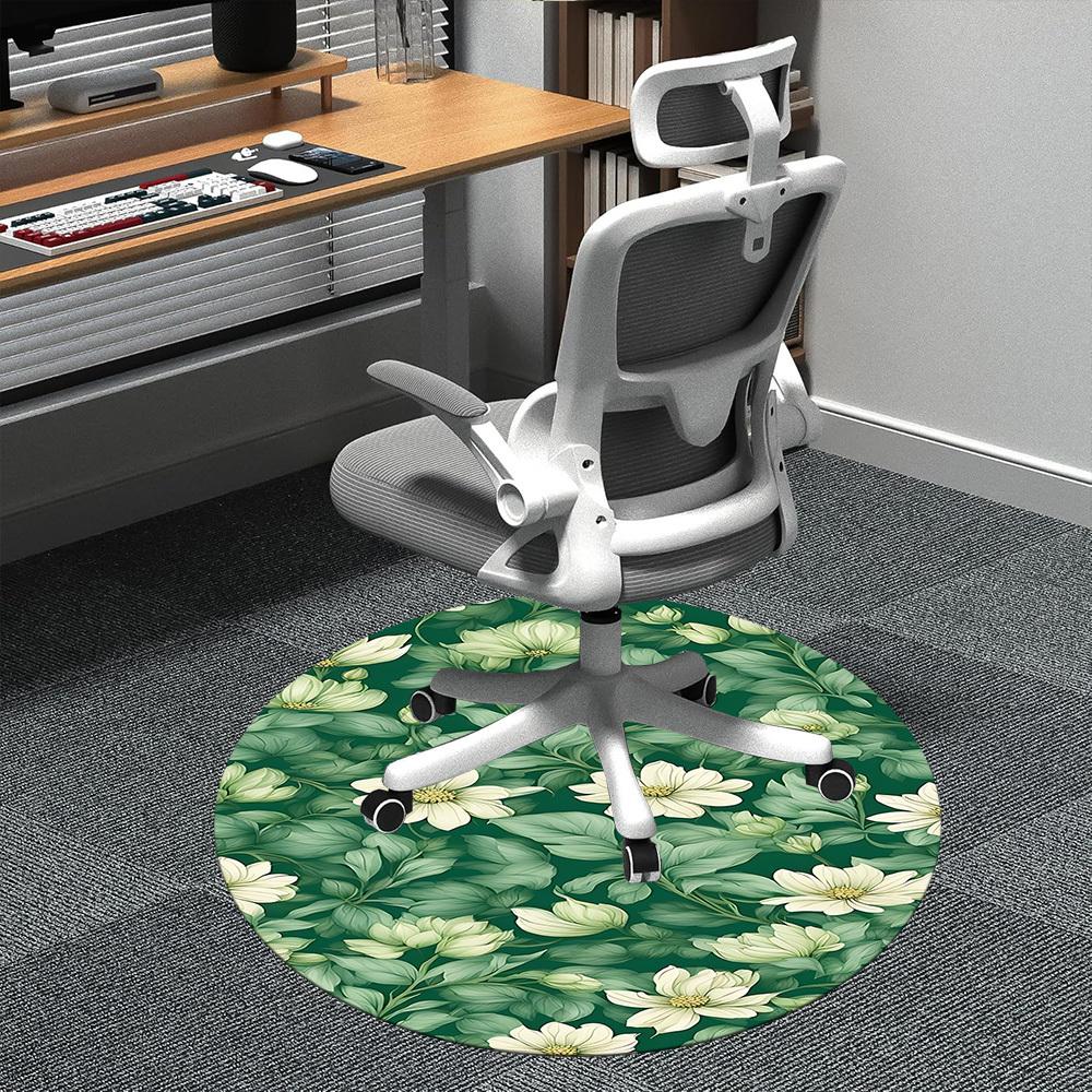 1pc Floral Pattern Office Round Area Rug, Indoor Mat Suitable ForOffice, Under Office Chairs Bedroom Living Room Home Decor, Room Deco  D045