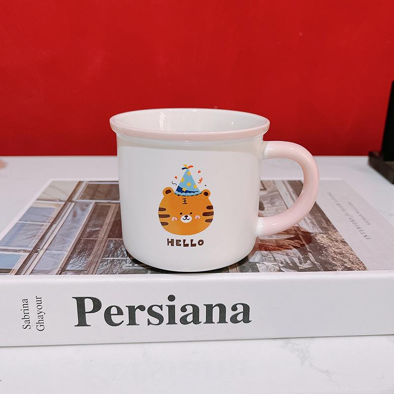 Birthday Gift Cartoon Cute Tiger Birthday Hat Souvenir 100-day Banquet Gift Ceramic Cup Children's Cup