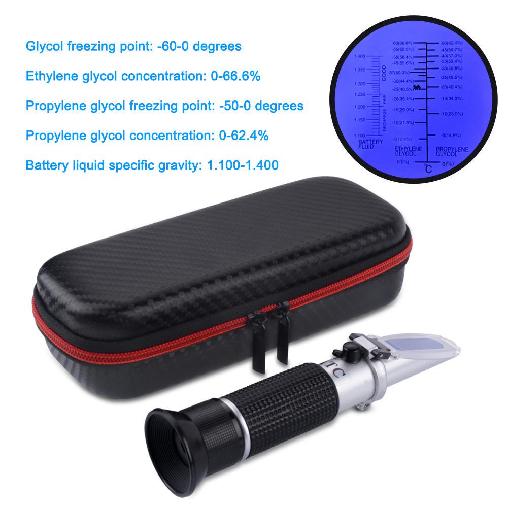 Handheld Refractometer Antifreeze Freezing Point Tester 066.6 Ethylene Glycol 062.4 Propylene
