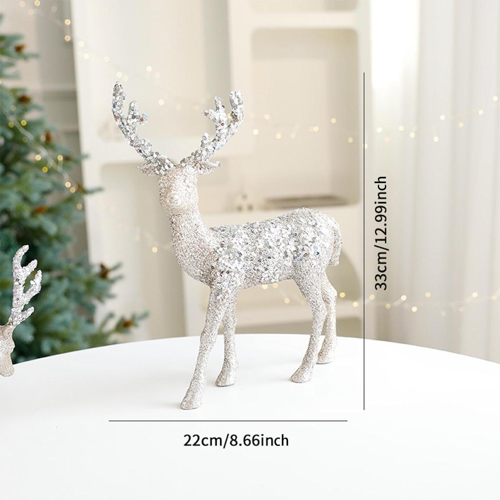 Weihnachts-Rentierfigur, stehend, Rentier-Statue, Pailletten, Weihnachtsdekoration, Weihnachtsgeschenk für Kaminsims, Regal, Party, Innenbereich, Zuhause