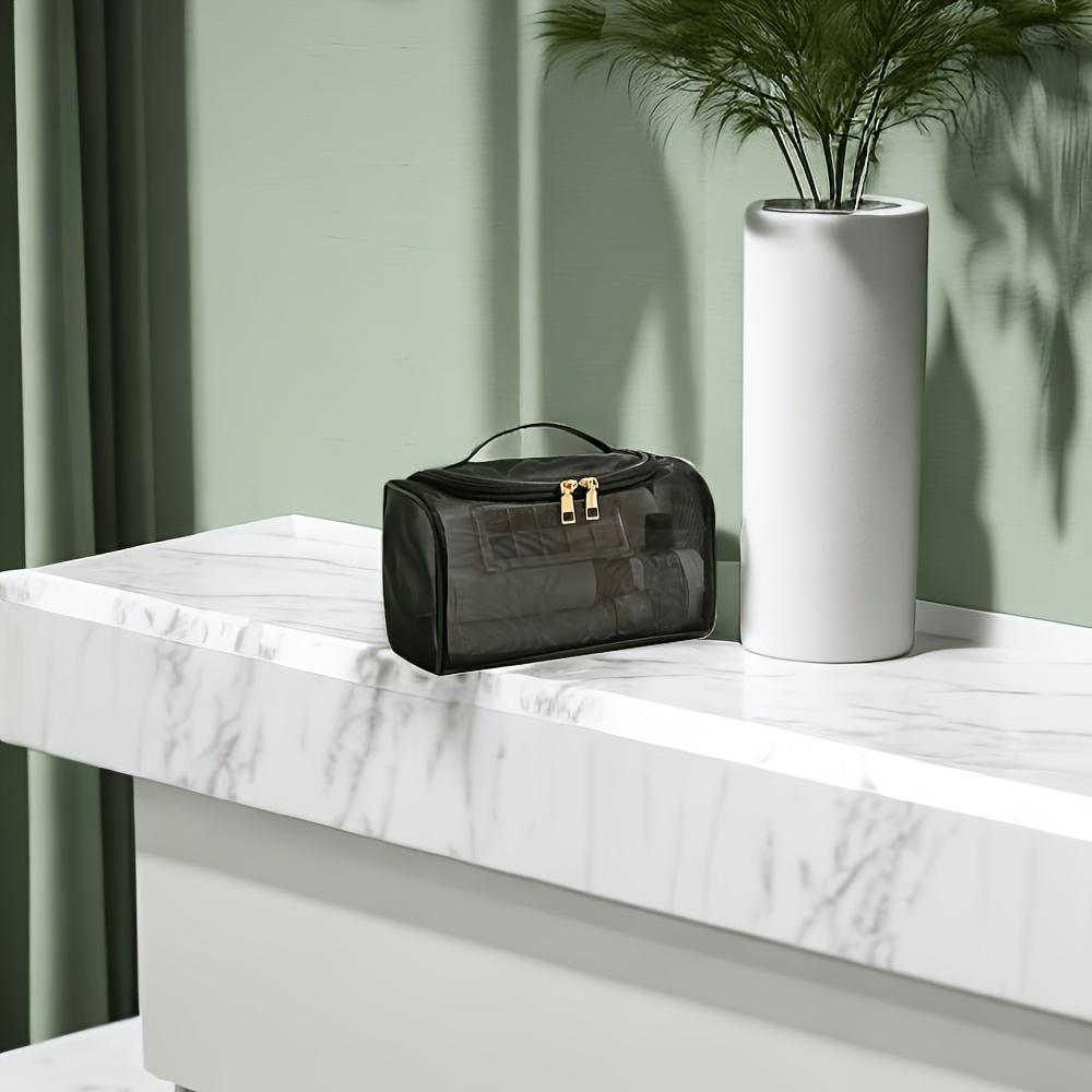 Transparente Kosmetiktasche aus Mesh mit großer Kapazität, tragbarer Make-up-Organizer mit Reißverschluss für Toilettenartikel und Beauty-Reise-Make-up-Organizer