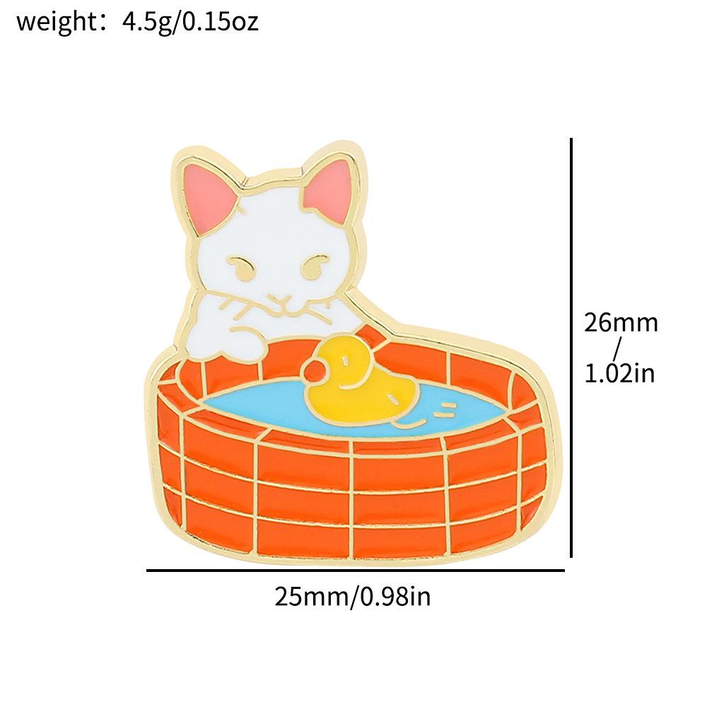 Personalized cat brooch kitten drinking water play metal badge alloy dripping oil clothes bag