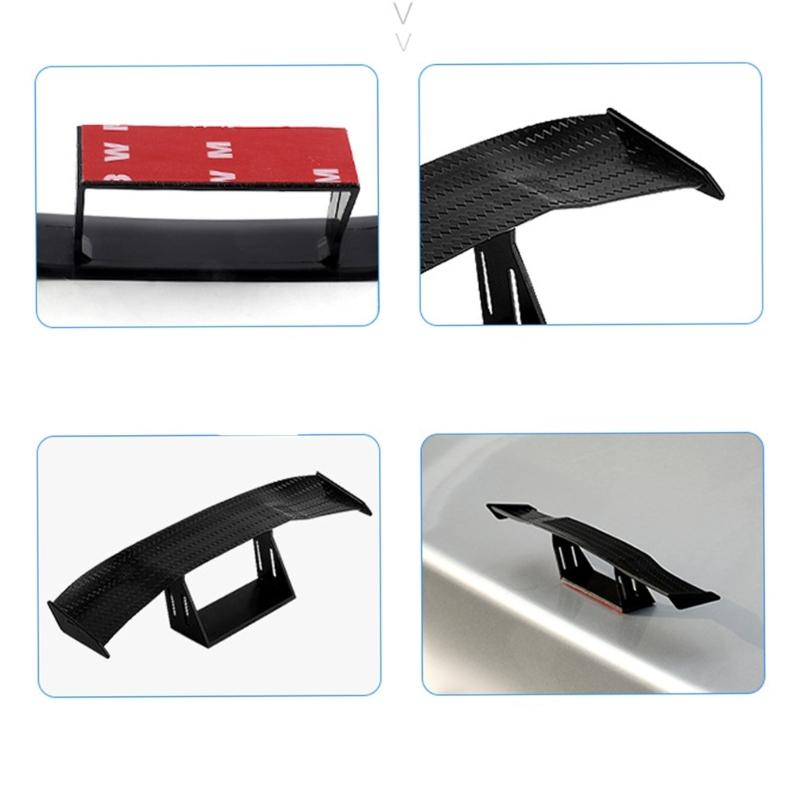 Lightweight Automotive Exterior Sticker Mini Spoiler Decal Adhesive Installation ABS Plastic Weatherproof Easy Install
