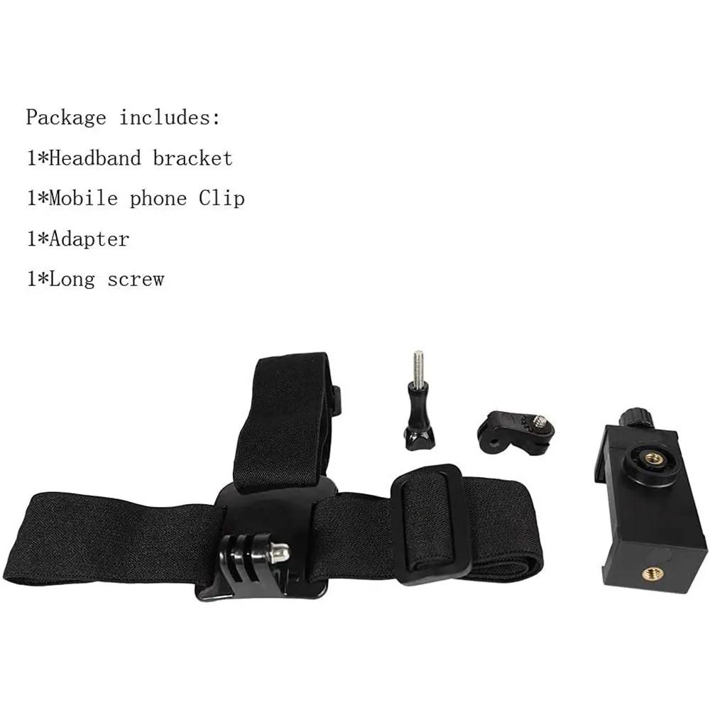 

Держатель для смартфона с креплением на голову, кронштейн для видеосъемки от первого лица на открытом воздухе для iPhone 15 14 13 Pro Max GoPro 12 11 10 9 DJI Action 4