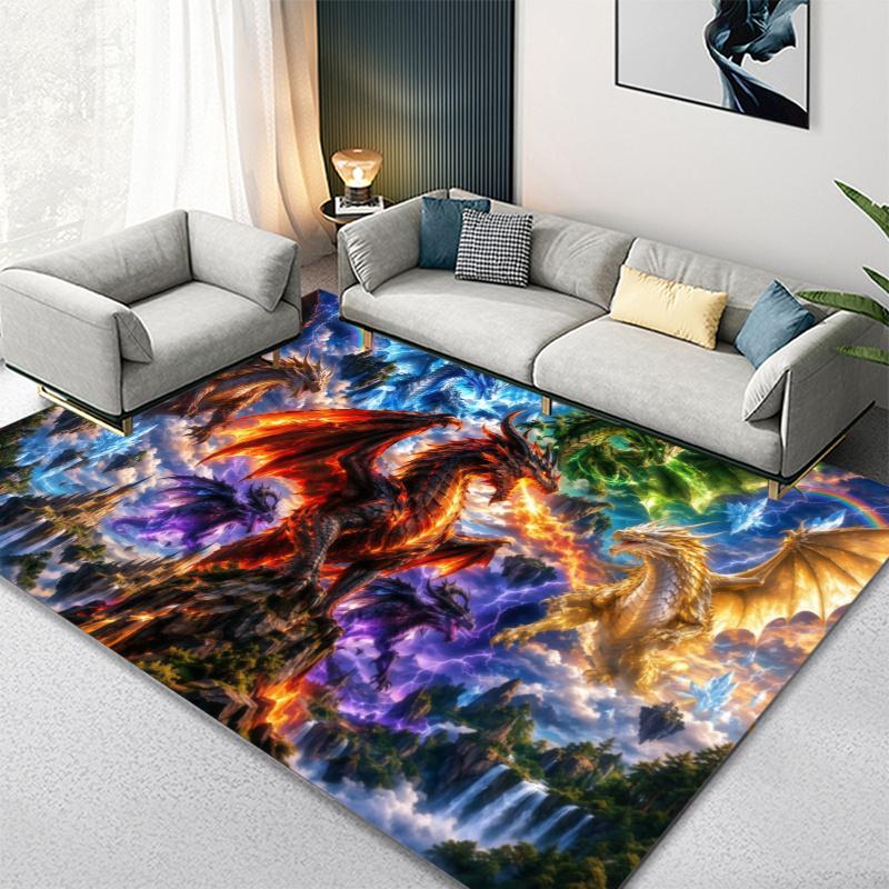 Dragon Carpet Rug for Living Room Bedroom Home Sofa Decoration,Kids play Non-slip Floor Mat