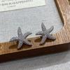 Ocean Wind Personality Starfish Zircon Shining Stud Earrings Seaside Vacation Starfish Stud Earrings Women'S Earrings