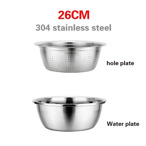 304 Stainless Steel Leaky Basin Rice Washing Sieve Basin Vegetable Basket Leaching Water Washing Fruit Filter Rice Basin