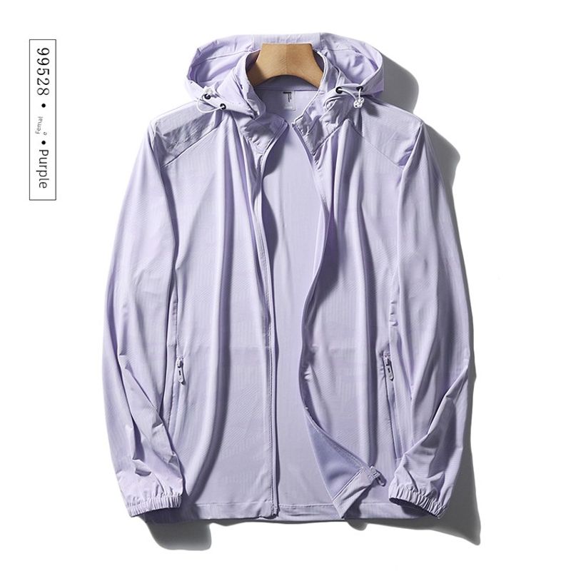 Outdoor Elastic Ice Silk Sun Protection Clothing for Men 2024 New Summer Thin Hooded Skin Windbreaker Foreign Trade Sun Protection Jacket