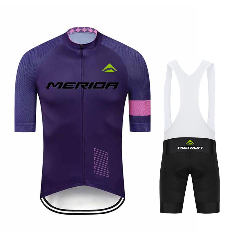 Men Summer Merida Short Sleeve Cycling Jersey Set MTB Maillot Ropa Ciclismo Bicycle Wear Breathable Cycling Clothing