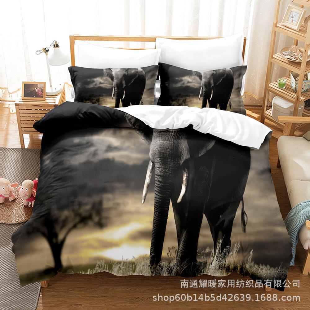 

3D Digital Printing Bedding Four-Piece Set Three-Piece Set Elephant Bed Sheet Quilt Pillow 135X200 two-piece set