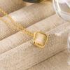 Ladies Elegant Square Opal Pendant Necklace