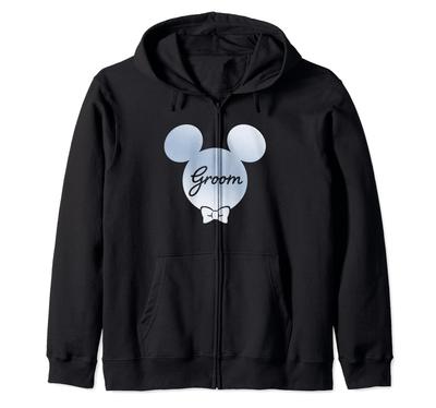 Disney Wedding Mickey Mouse Bow Tie Husband Groom Zip Parka