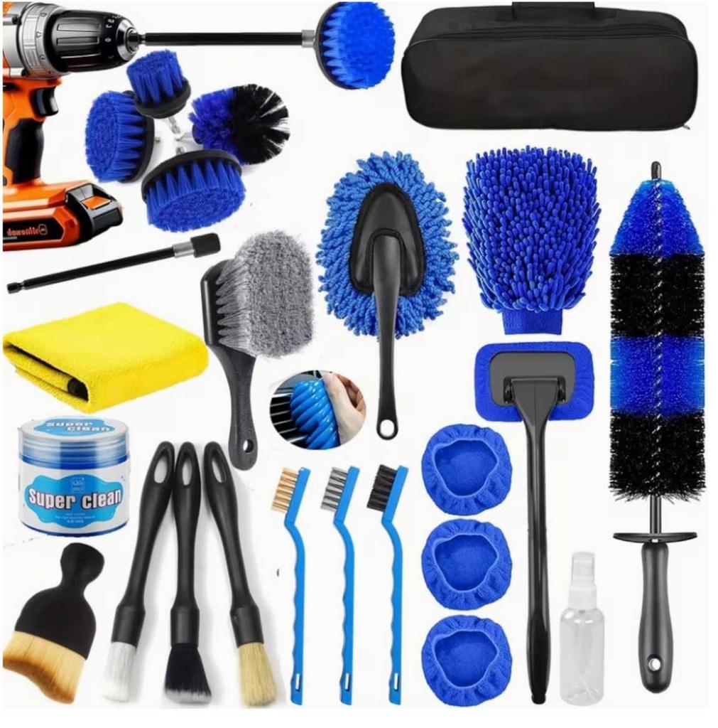 Cross-Border Hot-Selling Car Polishing & Cleaning Drill Brush Set
