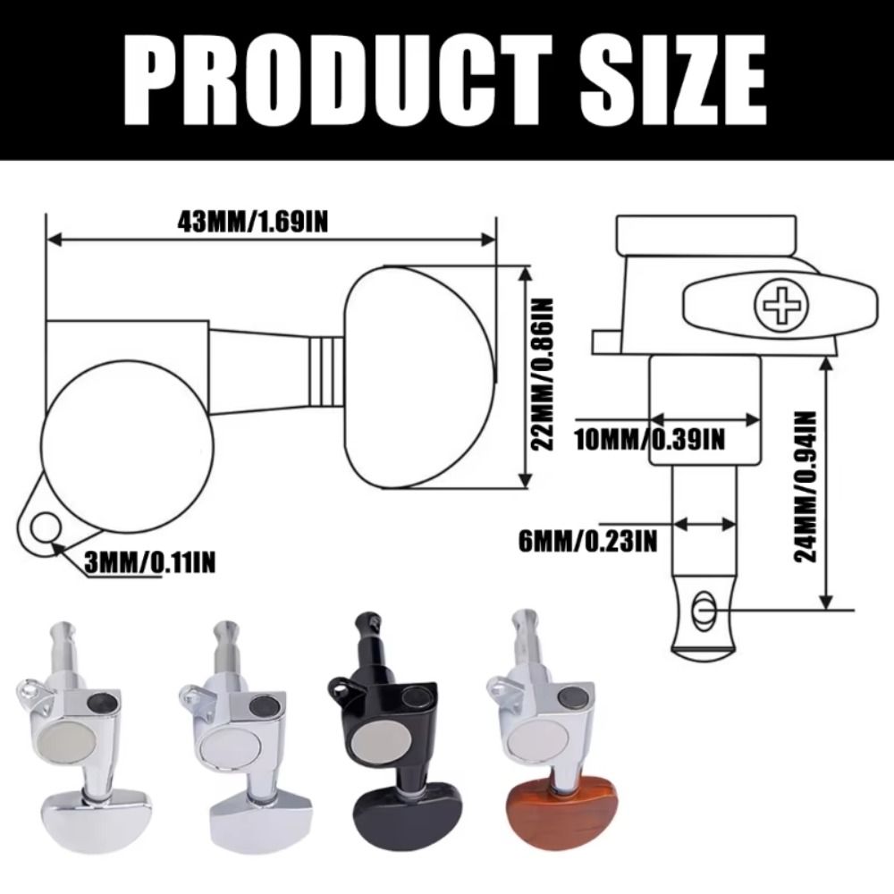 6PCS Zinc Alloy Guitar Tuning Pegs 3L3R Lock String Tuning Pegs Guitar Tuning Machine Head