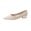 Single shoes women's thick heel autumn new versatile soft leather light mouth flat heel low heel pointed tip ladyshoes
