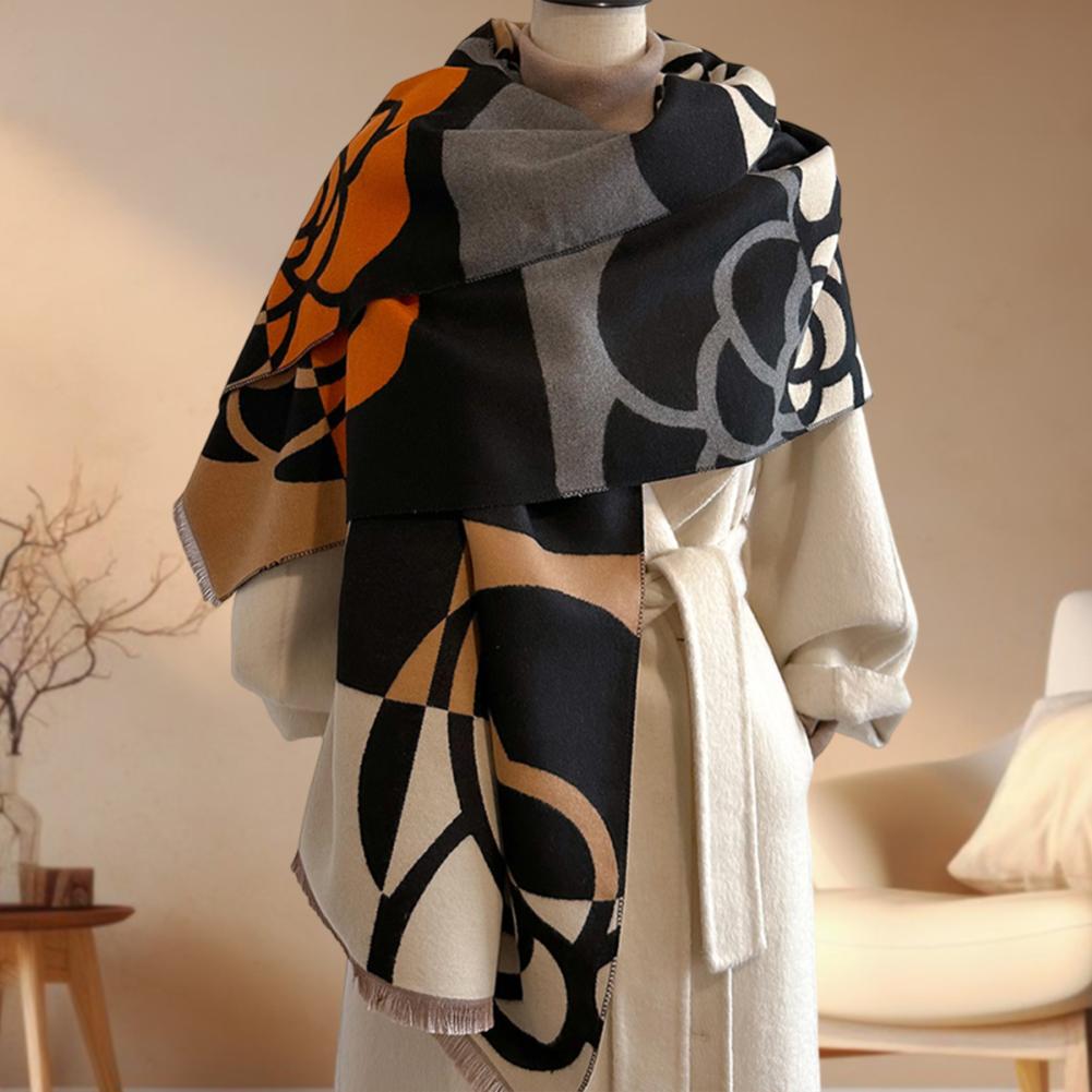 Cashmere Scarf For Women,Thick Warm Winter Blanket,Vintage Pattern Scarfs,Super Soft Pashmina Shawls Wraps For Winter Autumn