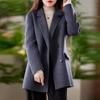 Cashmere Women Coat TIDENOVEL Autumn Wool Long Coat Handmade Pea Coat Winter Warm Wool Jacket Overcoat