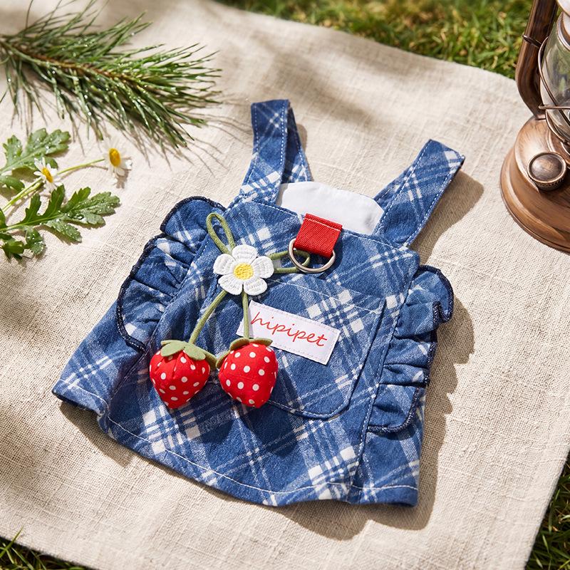 Spring-Summer Denim Dress: Hong Kong Style Suspender Skirt for Dogs & Cats