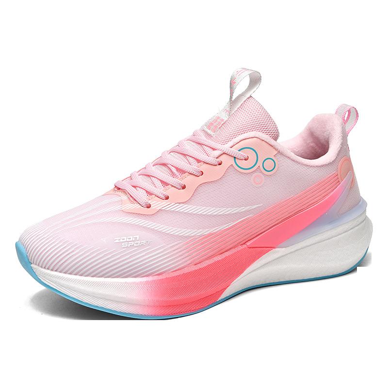 Autumn and winter fleece popcorn soft-soled racing carbon board running shoes breathable and lightweight marathon training running shoes 34