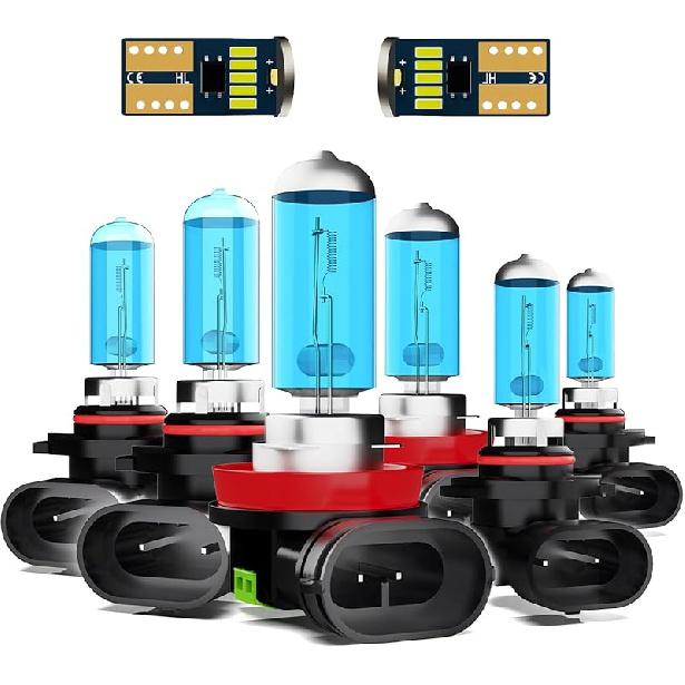 Headlights Fit for 2015-2020 Ford F150 Halogen Headlight Bulbs,9005/HB3/H10 High Beam & H11/H8/H9 Low Beam Headlight Bulbs,Plug And Play,Pack of 4