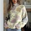 New Christmas abstract print casual cape jacket cardigan thick needle sweater