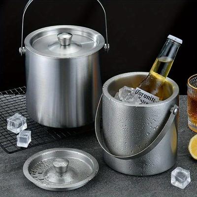 1.6L/2L/3L Stainless Steel Insulated Ice Bucket Wine Beer Champagne Party Cooler