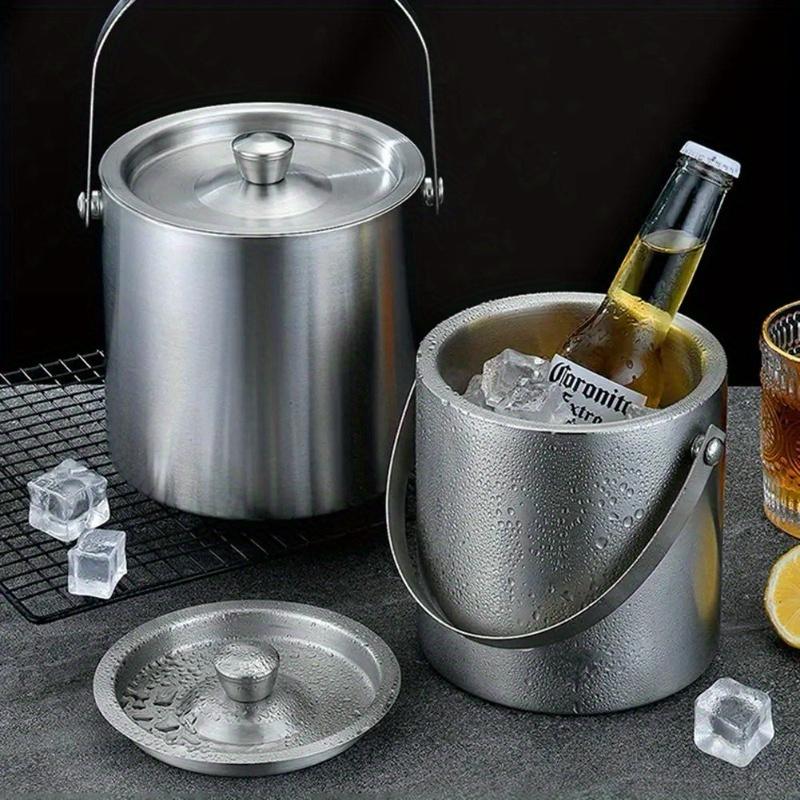 1.6L/2L/3L Stainless Steel Insulated Ice Bucket Wine Beer Champagne Party Cooler