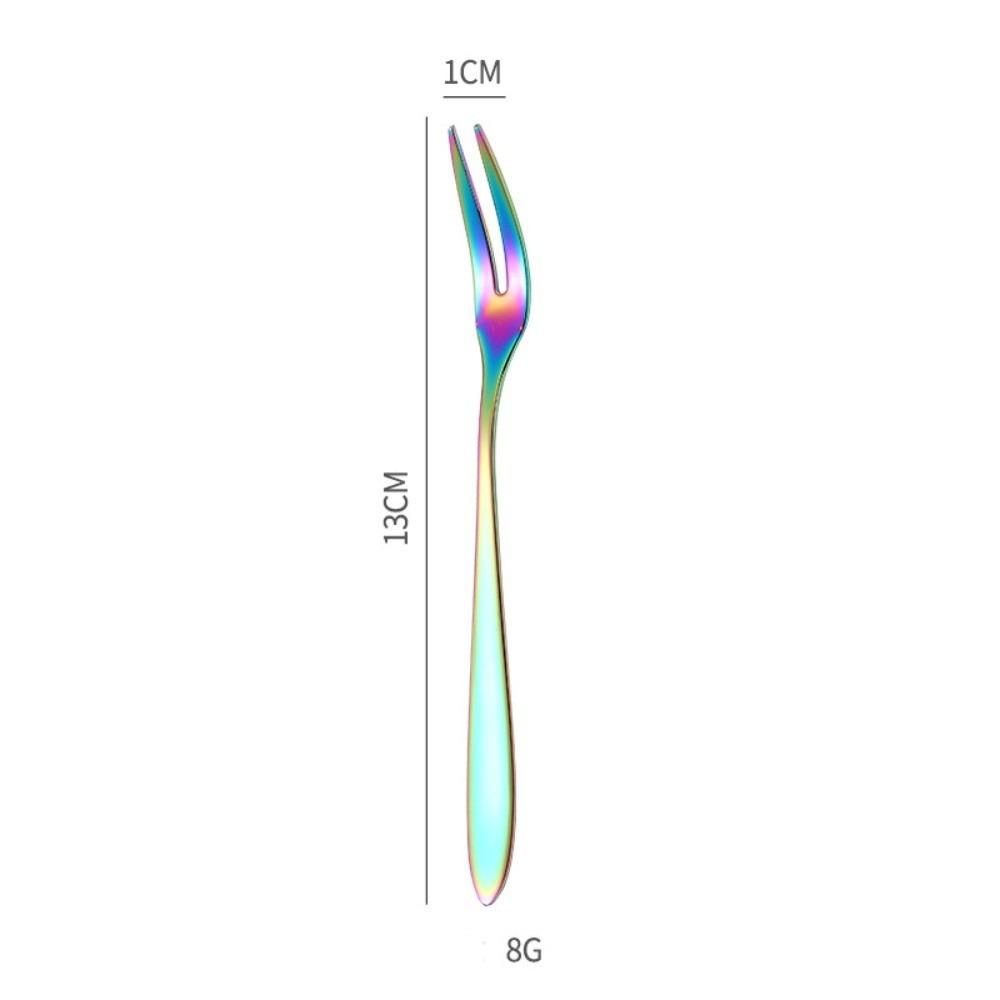Stainless Steel Fruit Fork Tableware Long Handle Fruit Stick Food Picks Two-tine Small Toothpick Kitchen Accessories
