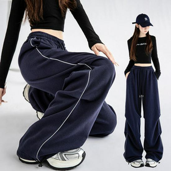 Pantaloni della tuta a righe a vita alta con polsini da donna - Autunno 2025