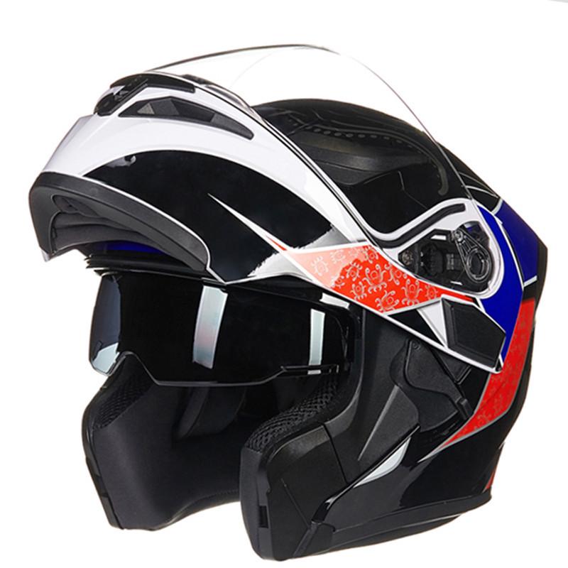 Kask motocyklowy z podwójną soczewką Zmywalny kask o aerodynamicznej konstrukcji