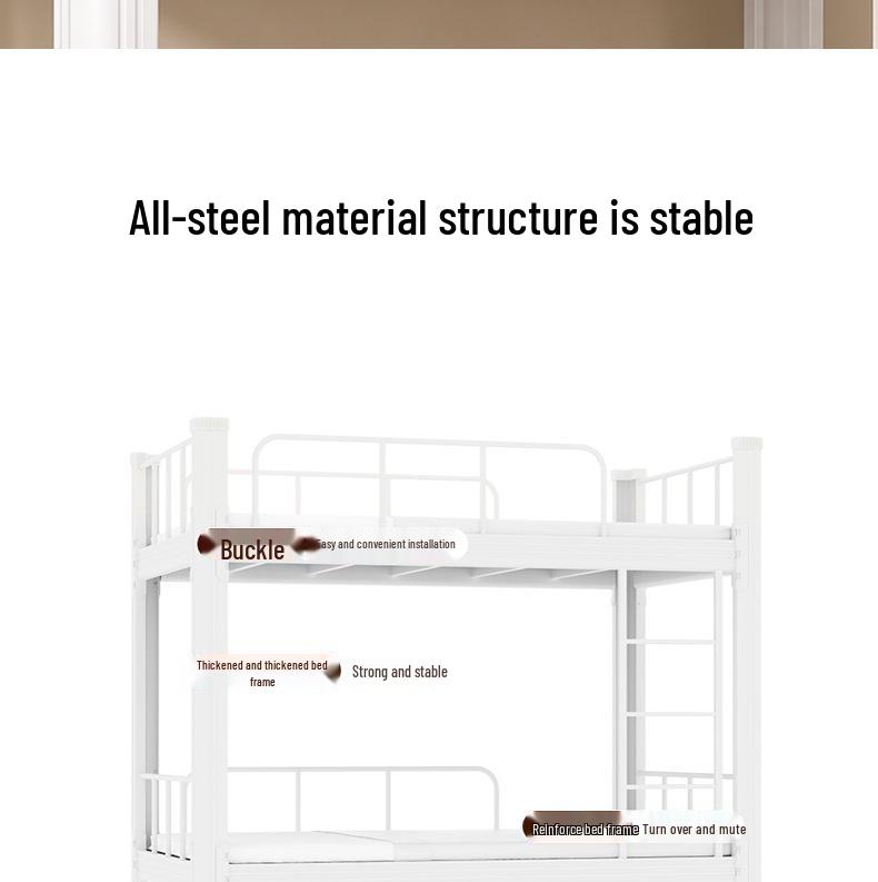 Double Layer Iron Bunk Bed for Student or Employee Dormitory