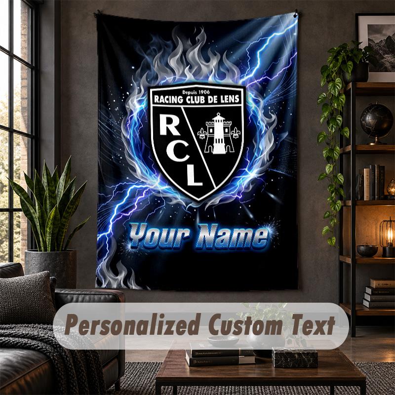 Personalized Wall Tapestry,racing club de lens Custom Text, Soft Fabric Wall Art For Indoor Decoration
