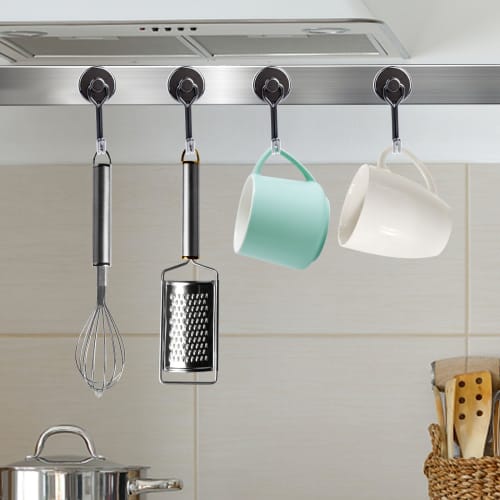 Set of 5 Magnetic Hooks, 16mm Diameter, Super Strong, 10kg Vertical Load Capacity, Metal Storage Hooks with Magnetic Attachments, Suitable for Entrywa