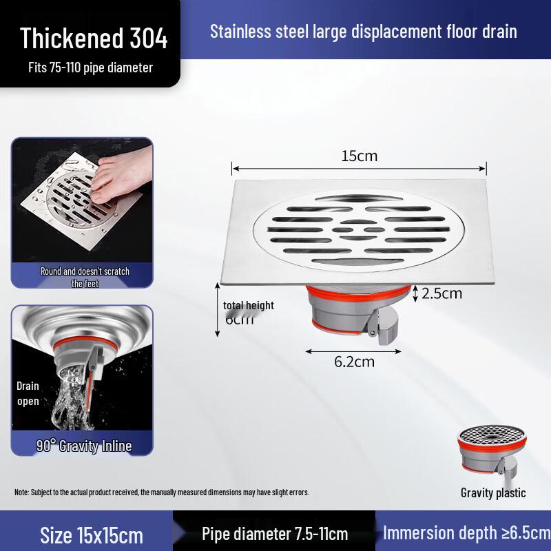 Wutuo 304 Stainless Steel Square Floor Drain