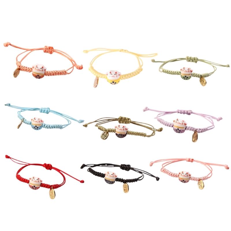 Trendy Ceramic Lucky Cat Bracelet Cartoon Cute Wrist Chain Jewelry Accessory