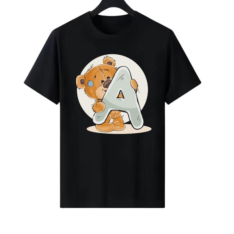 Cute Teddy Bear Holding Letter A Graphic T-shirt XXXXL