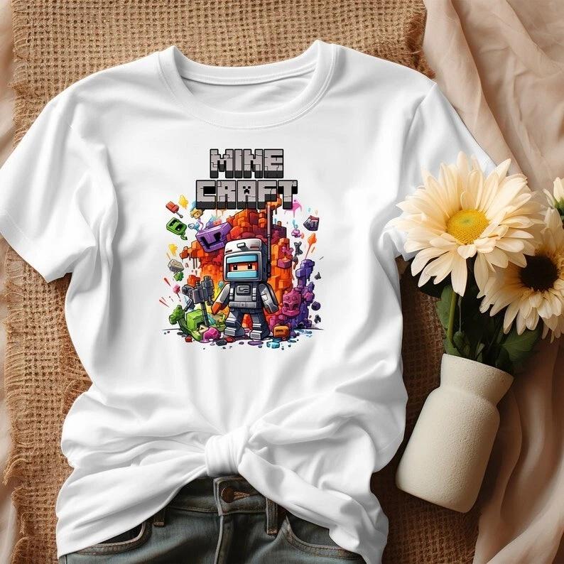 

Mine Craft Inspired T-shirt Birthday Gift T-Shirt Top Fancy Adult Kids Tshirt XL