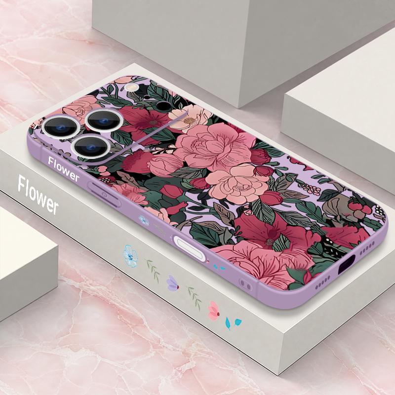 Lanyard Case For iPhone 17 Pro Max Black White Rose Flowers Soft TPU Silicone Phone Cover For iPhone 16 15 14 13 Pro Max 17E