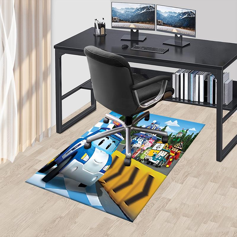 1pc Robocar Poli Circus Adventure Carpet for Playroom Bedroom Living Room Sofa Home Decor,kids Game Area Rug Non-slip Floor Mat Y730156