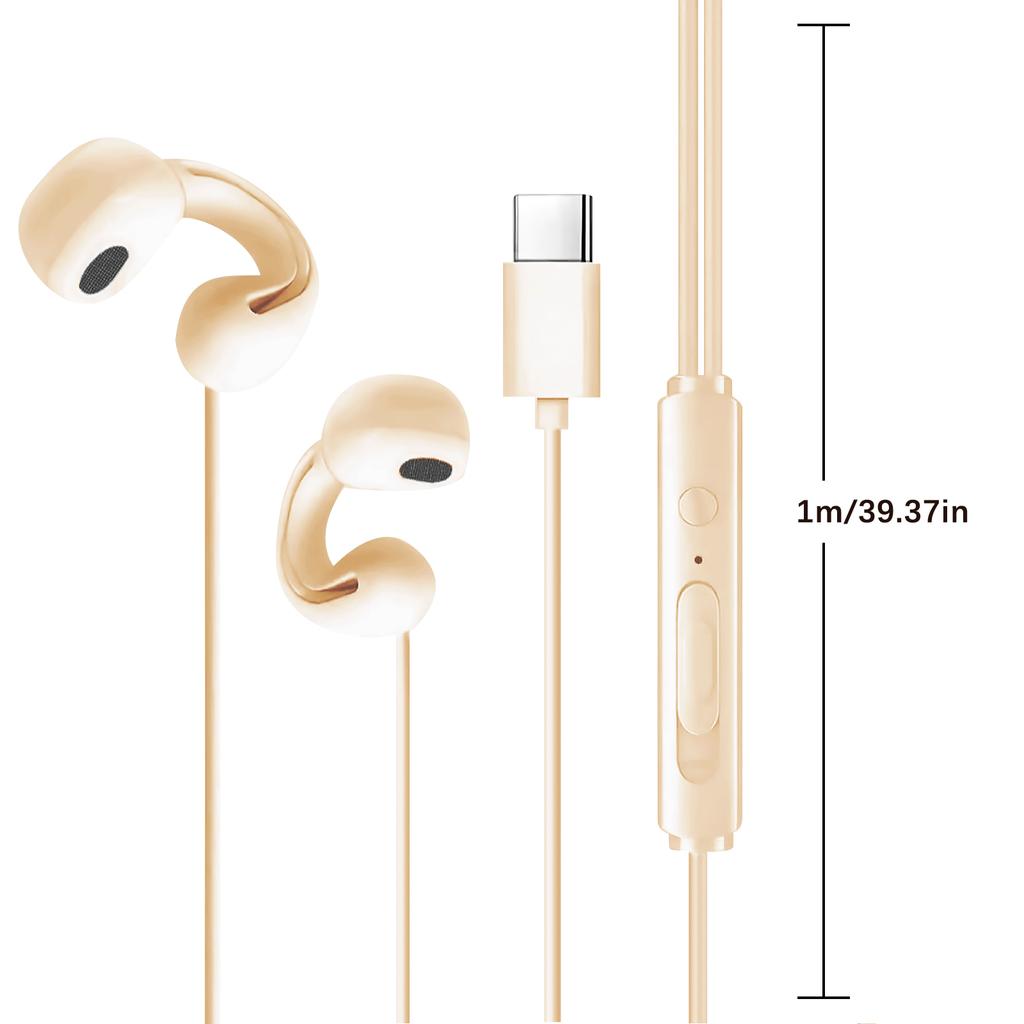 Wired Open Ear Headphones Earclip Air Conduction Music Earbuds Gaming Headset Earphones with Lavalier Microphone 3.5mm/Type-C