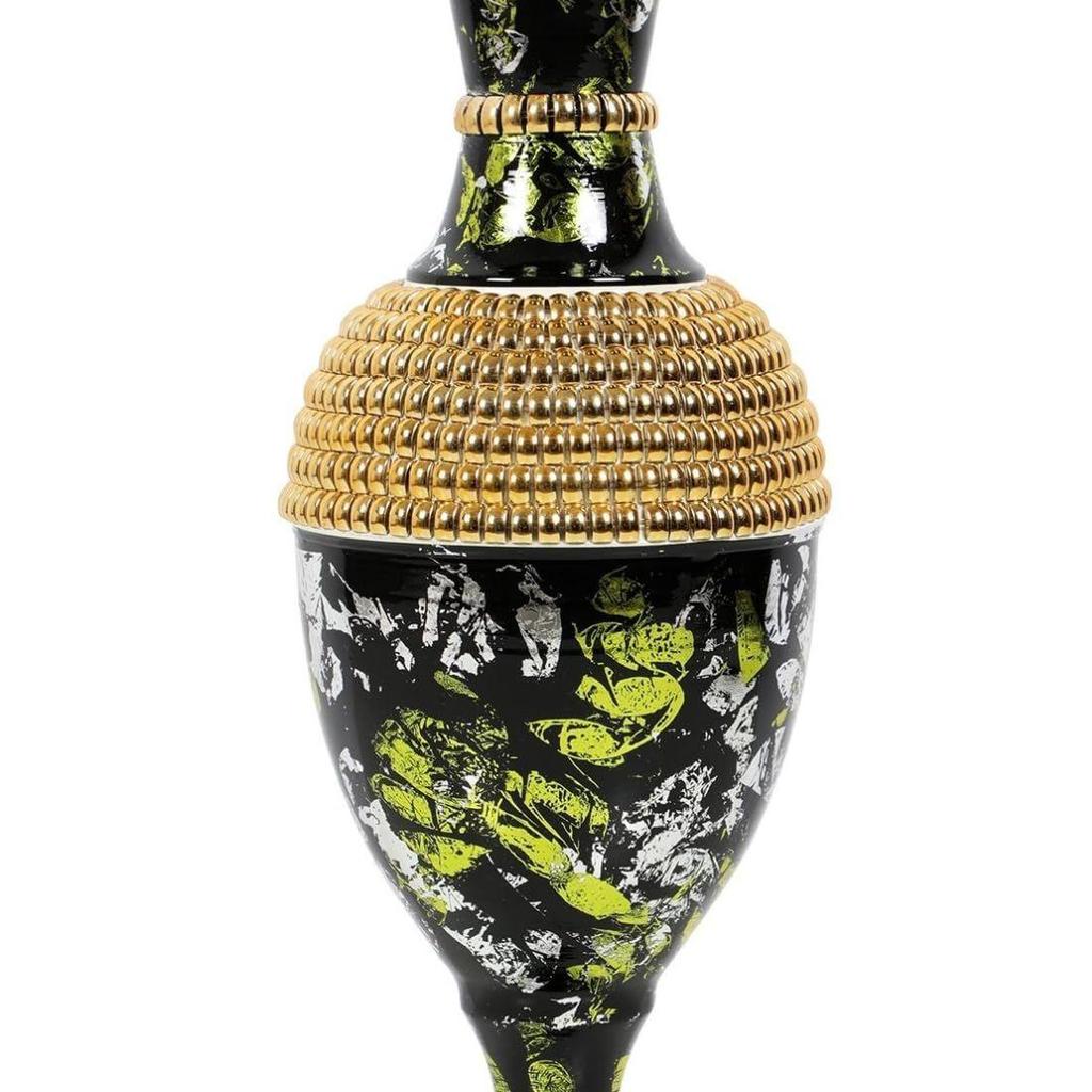 Cast Iron Cylindrical Flower Vase Big Size for Living Room Corner - 24 Inches Long - Sparkle - Pack of 1, Black