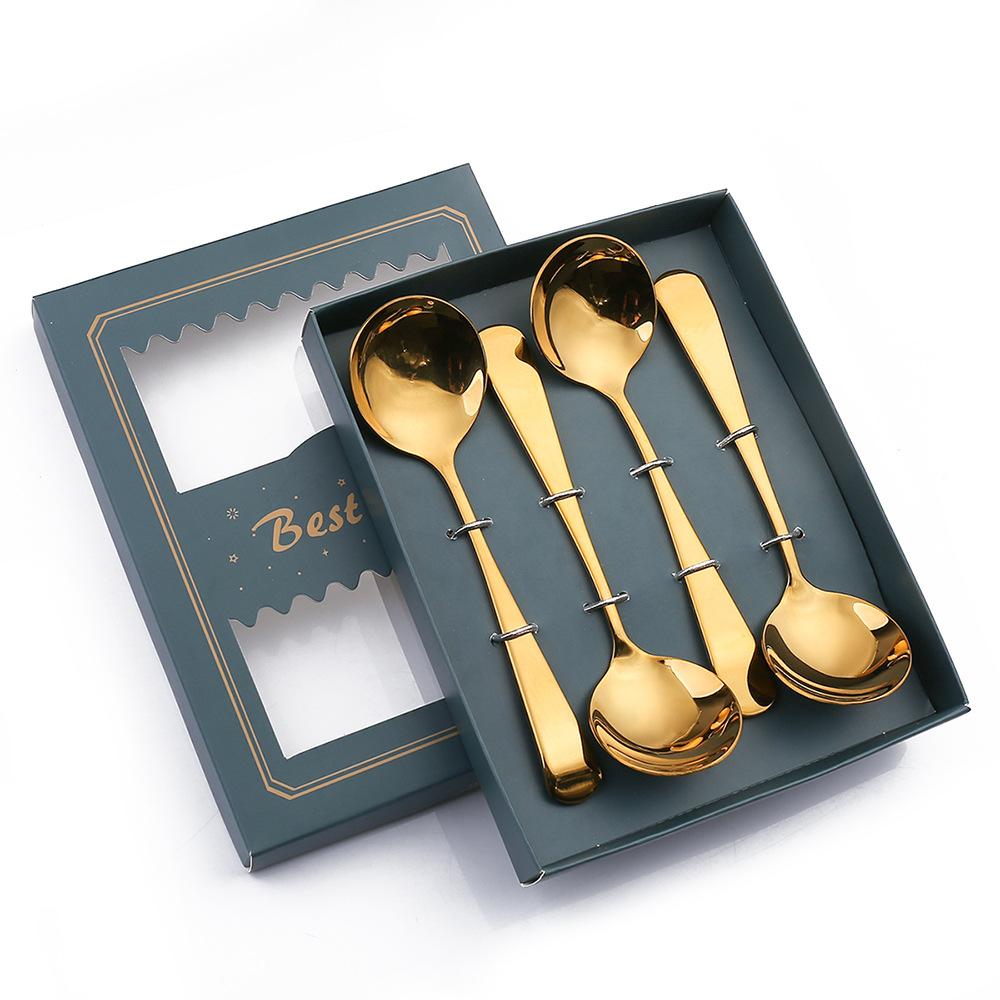 HANYANG Tableware Set Creative Spoon Round Spoon Stirring Spoon Gift Set Ice Spoon Fruit Fork Gift Set