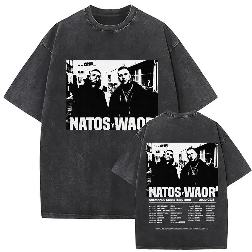 Washed Vintage Natos Waor Hijos De La Ruina Logo Album Merch T Shirts Mens Women Hip Hop Gothic Short Sleeve Tshirt Streetwear