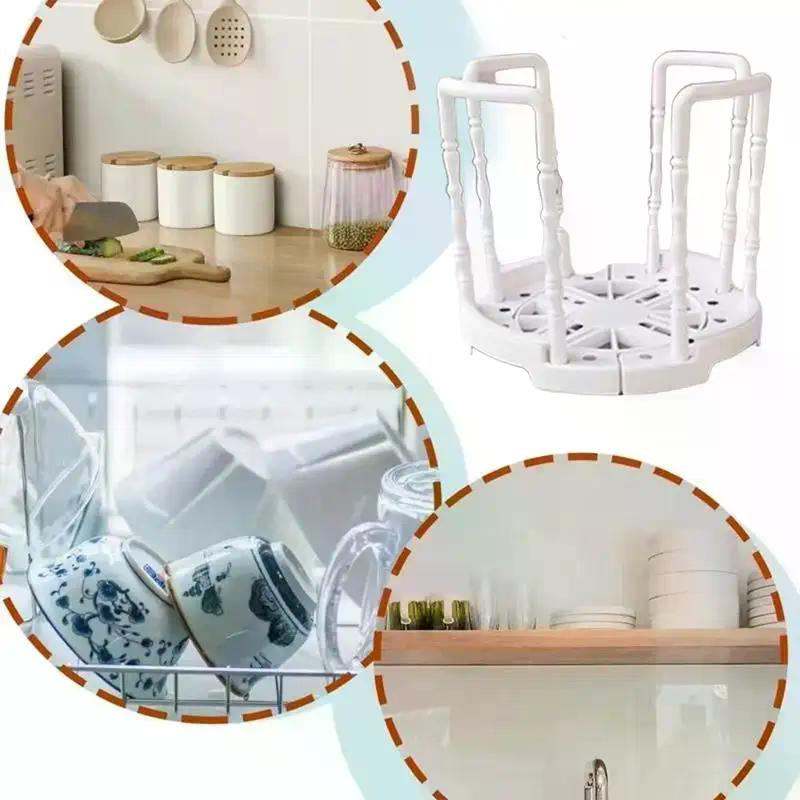 Portable Retractable Bowl Holder Drain Removable Cabinet Dishes Storage Rack Water Cup Kitchen Organizer