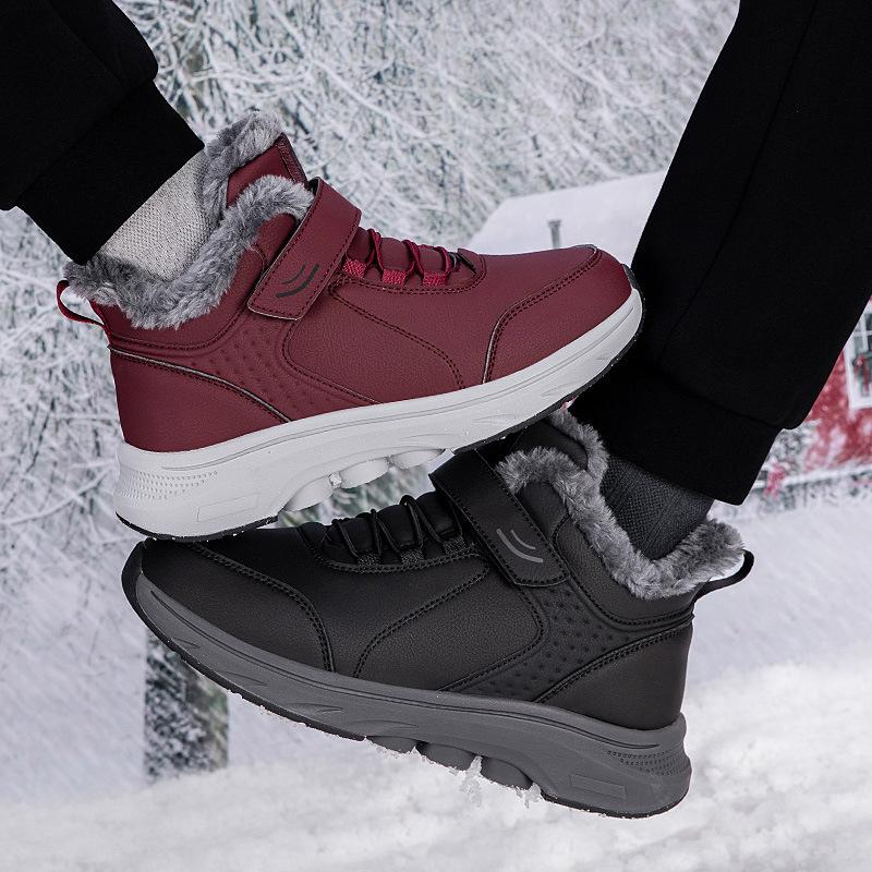 Fleece Cotton Shoes Winter High-top Fleece Thickened Large Cotton Northern Parents Walking Shoes Non-slip Mother Shoes