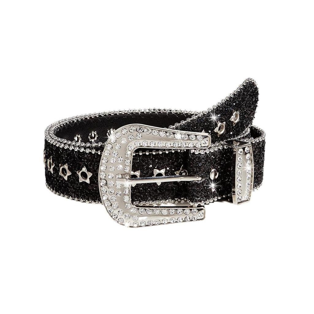Women's Wide Rhinestone Belt – European & American Fashion Sequin Design